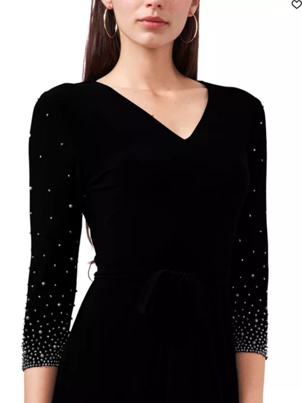 MSK Beaded Black Midi Maxi Dress PXL $89